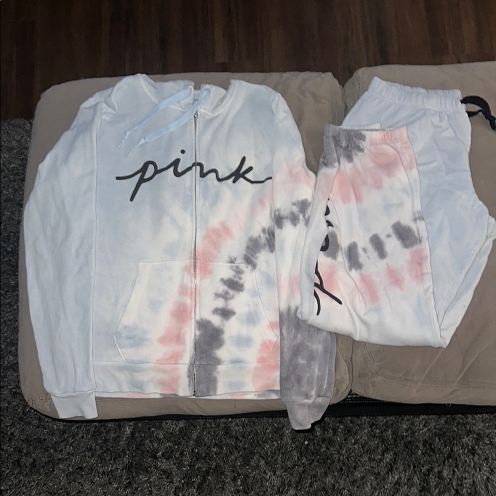 PINK Victoria's Secret Pastel Tie-Dye Hoodie and Joggers